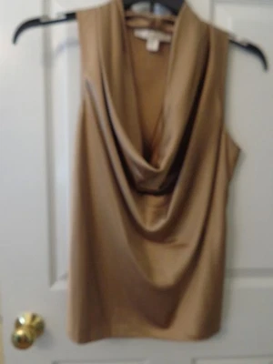Top Boston Proper dorado satinado sin mangas capucha cuello 8 nuevo sin etiquetas Foto 1 de 4