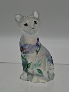 Fenton Lenox Opalescent Little White Cat Hand Painted and Signed - Picture 1 of 6