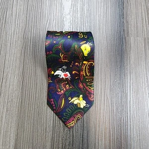 Vintage 1997 Looney Tunes Paisley Bugs Tweety Taz Daffy Novelty Necktie - Picture 1 of 4
