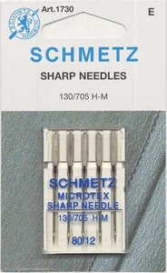 SCHMETZ - Microtex scharfe Nadeln - Größe 12/80 - 5/Pkg - Bild 1 von 1
