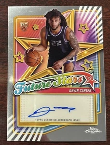 2024 - 2025 Tops Chrome Basketball Devin Carter RC Future Stars Autograph Kings - Picture 1 of 2