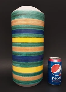 NUOVE FORME Alvino Bagni Italien Kunstkeramik GROSSE 13,5" GESTREIFTE Vase ANTHROPOLOGIE - Bild 1 von 13