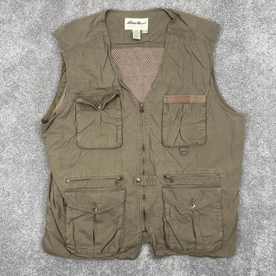 Vintage Eddie Bauer Vest Mens 2XL Brown Outdoor Safari Jacket Full Zip Pockets - Image 1 of 4