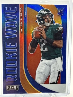 2020 Panini Playoff Jalen Hurts Rookie Wave Blue Prizm RC #RW-22  🦅 Eagles 🔥🔥 - Image 1 of 2
