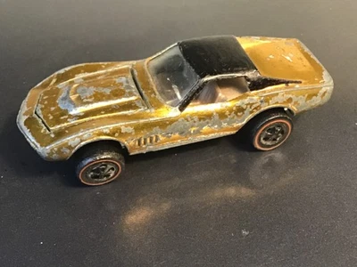 MATTEL HOT WHEELS REDLINE HONEY GOLD CUSTOM CORVETTE EE. UU. Interior Bronceado Techo Negro? Foto 1 de 4