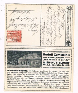 Wien XIII, Hütteldorf, Restauration "zum Wolfen in der Au", Klappkarte, 1940 - Foto 1 di 2