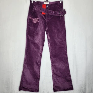 Y2K Christian Lacroix Embroidered Plum Velvet Flared Pants Size 14yrs - Picture 1 of 11