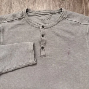ALL SAINTS Mens Gray Muse Long Sleeve Henley Thermal Shirt Regular Fit XL - Picture 1 of 10