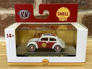 M2 Machines 1:64 1953 Volkswagen Beetle Shell Ltd Ed NIP White/Red Case/Stand - Picture 1 of 5