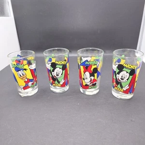Mickey Mouse Minnie Mouse and Donald Duck Drinking Glasses (x4) 4.5" 8 fl. oz - Picture 1 of 6