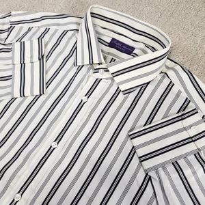 Ralph Lauren Purple Label Shirt Men 17.5 (XL) NEW Black White Vertical Striped  - Picture 1 of 11