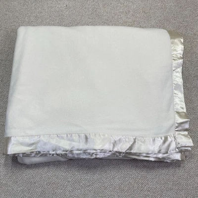 Charter Club Queen / King Size 90" x 106” Fleece Plush Blanket Satin Trim~ Cream - Image 1 of 4