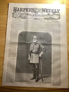 1864 HARPERS WEEKLY CIVIL WAR NEWSPAPER ~ GENERAL ROBERT E. LEE - Picture 1 of 10
