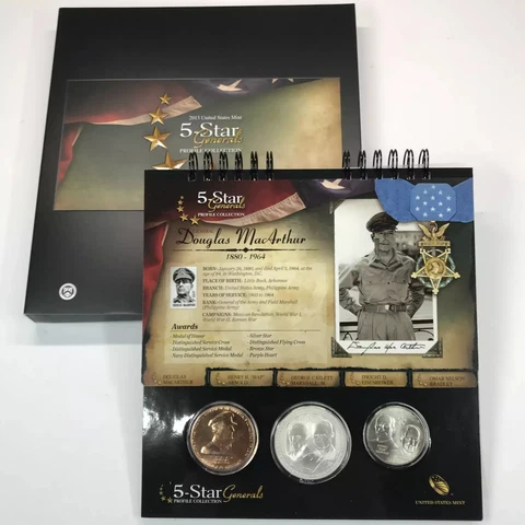 2013 5-Star Generals Profile Collection Set - Silver Dollar, Half, Medal w OGP Cover