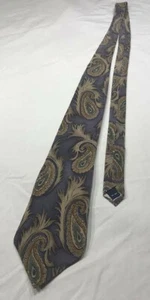Vintage JT Beckett Mens Neck Tie Paisley Pattern Purple Cream Green - Picture 1 of 4