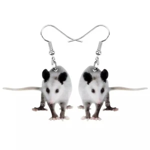 Opossum Possum Cute Marsupial Animal Funny Earrings, Lightweight, Flat Acrylic - Picture 1 of 5