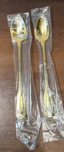 NOS Estia G.P. Korea Gold Electroplate Golden Shell Flatware 2 iced teaspoons - Picture 1 of 5