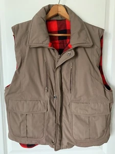 Vintage Hardy Amies London Herren Weste Wende beige rot Büffel Karo Flanell - Bild 1 von 14