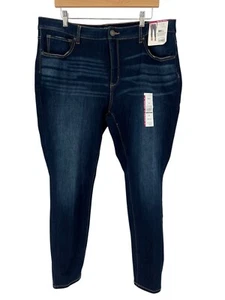 Pantalones de mezclilla para mujer Time And Tru tiro alto ajustados elásticos lavado oscuro talla grande 20 nuevos con etiquetas - Imagen 1 de 15