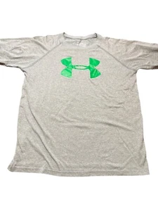 Under Armour Loose Fit HeatGear Shirt Gray Green Logo Size Youth XL - Picture 1 of 4