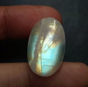 25.73 Ct Natural Oval Cabochon Rainbow Moonstone 25x16 MM Size Loose Gemstone - Picture 1 of 9