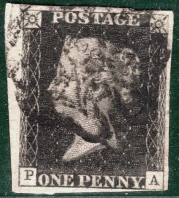 PENNY BLACK 1840 QV Stamp GB SG.2 1d Plate 8 (PA) *STATE 1* MX Cat £525+ PRED94 - Image 1 of 4