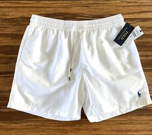 Polo Ralph Lauren Mens 5.75” Traveler Classic Swim Shorts White Size Medium New