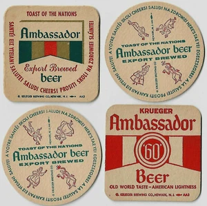 4 posavasadas de cerveza Krueger Ambassador diferentes - Imagen 1 de 1