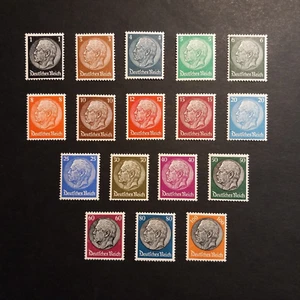 GERMANY THIRD REICH 1933/36 HINDEMBURG, SET OF 17 INTACT VALUES MNH** - Picture 1 of 2