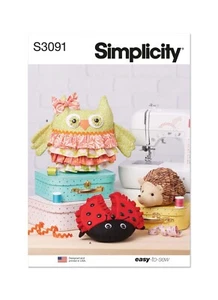 SIMPLICITY Schnittmuster 3091 Plüschtiere, Marienkäfer, Eule, Igel - Bild 1 von 4