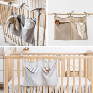 Baby Bett Spielzeug Windel hängende Aufbewahrungstasche Doppeltaschen Krippe Organizer Beißringe - Bild 1 von 15