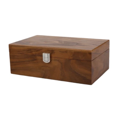 CHESSGAMMON Large Walnut Chess Box Large Metal Clasp 4.25 Inch