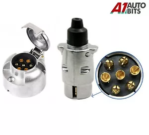 7 pin 12V N Type Metal Aluminium Socket And Plug Set Trailer Caravan Tow Bar - Picture 1 of 18