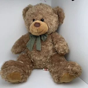 Smiki Plüschtier Stofftier Kuscheltier Braun Auge Teddybär Schleife Grün Beige - Picture 1 of 9
