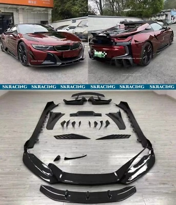Kit de carrocería difusor trasero labio parachoques delantero fibra de carbono real para BMW i8 2014-2020 Foto 1 de 4