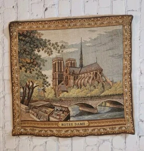 Jules Pansu French Tapestry Pillow Notre Dame Cathedral J. Pansu France - Picture 1 of 7