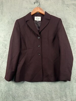 Chaquetas de mujer Petite Blazers Le Suit 6P lana azul rojo oscuro textura pecho único Foto 1 de 4