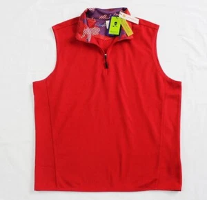 $128 New ROBERT GRAHAM Zip Golf Vest Men's LARGE L Red UV Protection SKULL Addle - Picture 1 of 7