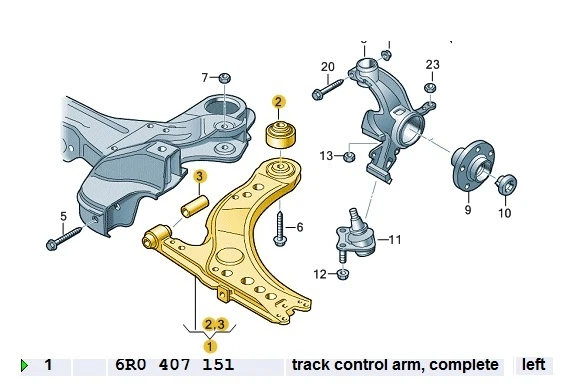 NUEVO ORIGINAL VW POLO SEAT IBIZA SKODA BRAZO DE CONTROL DELANTERO CERCANO 6R0407151E Foto 1 de 1