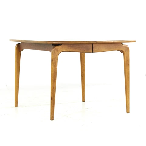 Lane Perception Mid Century Walnut Expanding Dining Table with 2 Leaves Cover