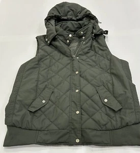 Ladies Size 22 AUTOGRAPH Green casual Puffer Vest Hooded Coat VGC - Picture 1 of 6