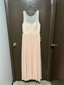 Women’s Size 10 Beautifly Pink Salmon w/ Lace Straps Bridesmaid Prom Dress - Picture 1 of 4
