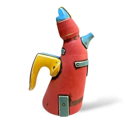 Beautiful Signed Red Andrew Clark Ewer/Cruet with lid, Handmade Studio Pottery - Image 1 of 4