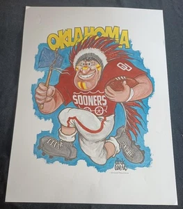 1970 DIRK WEST OKLAHOMA SOONERS SCHOONER FOOTBALL TEAM CARTOON POSTER - Picture 1 of 2