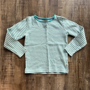 Girls Green / Turquoise Striped Pointelle Long Sleeve T-Shirt - Age 7-8: Frugi - Picture 1 of 4