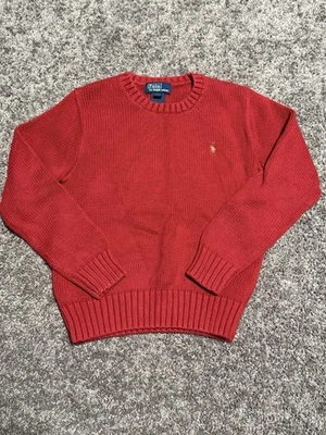 Youth Polo Ralph Lauren Knit Sweater Red Vintage Crewneck Boys Size 6 Flesh Pony - Image 1 of 4