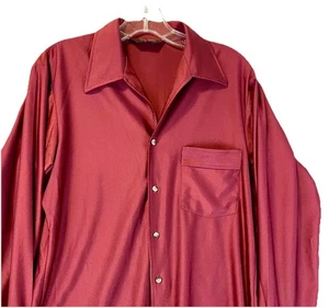 Vintage Van Heusen Shirt Mens Large Qiana Nylon Disco Button Up 70s Retro - Picture 1 of 16