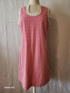 Merona Damen Retro rosa weiß ärmellos gefüttert Baumwolle Kleid Größe 8 - Bild 1 von 15
