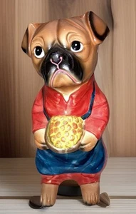 Vintage Norleans Ceramic Dog Bank Original Plug Boxer Pug Chef Cook Pot Kibble - Bild 1 von 12