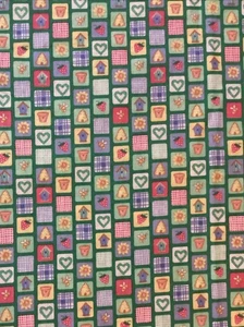 Fabric Traditions  #2482 - Green Gardening Blocks - Cotton - 1996 - 1+11/12 Yds - Picture 1 of 7